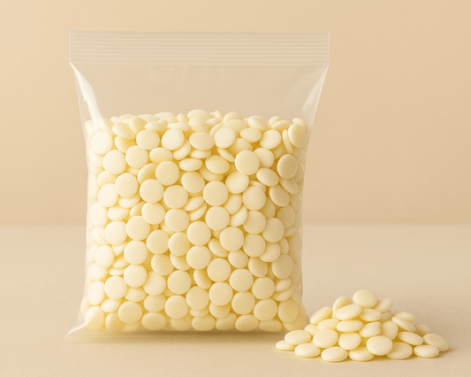 Pastilhas de chocolate branco 250g para sobremesas – Cafés Serrano