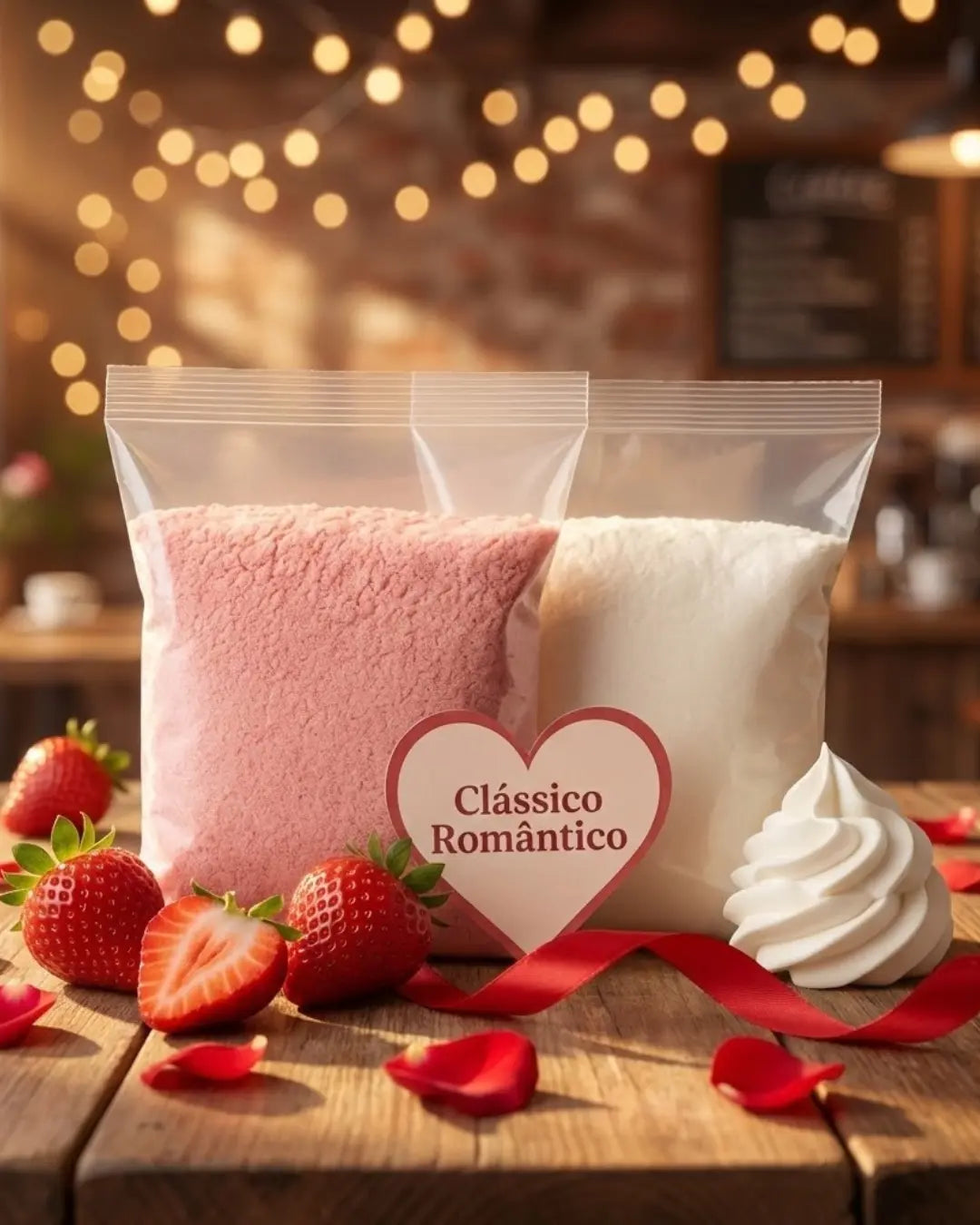 Kit Clássico Romântico: Bolo de Morango & Chantilly | Cafés Serrano