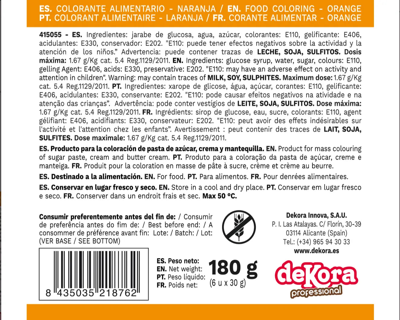 Corante em Pasta Laranja 30g | Decoração de Bolos e Coberturas | Cafés Serrano