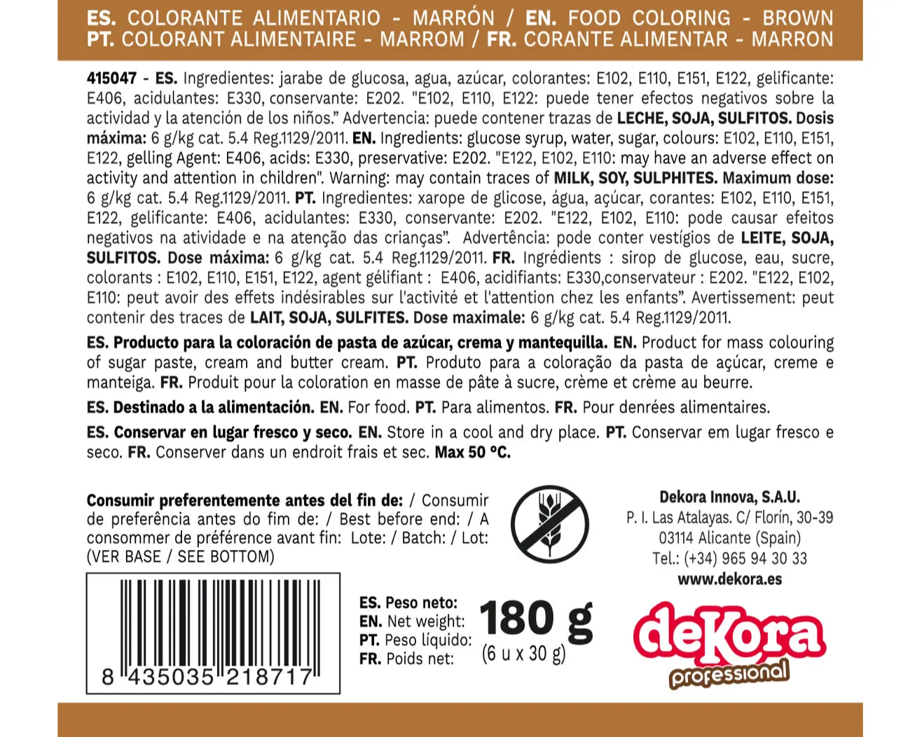 Corante Castanho em Pasta 30g | Decoração para Bolos e Massas | Cafés Serrano