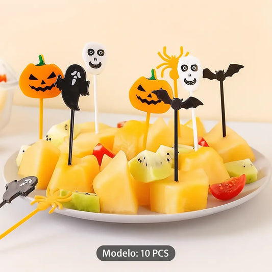 Conjunto de decoração de Halloween com 10 peças em plástico resistente – abóboras, fantasmas e morcegos